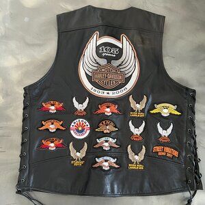 Harley Davidson Leather Vest, Motorcycle Vest, Leather Motorcycle Vest